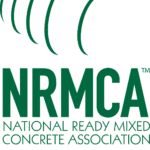 NRMCA is in tall block letters with "Nation Ready Mixed Concrete Association" underneath. Below is a line line with "Member" in the bottom left corner. Above everything is five crescent shaped lines. Everything is in a deep green.